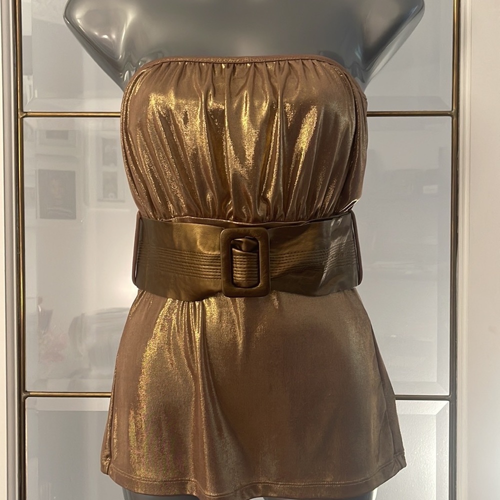 FOREVER 21 GOLD HALTER TOP